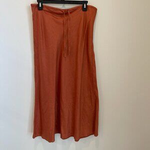 Madewell Skirt Womens 12 Medium Rust Orange Linen Blend Tie Knit Midi NWT Pullon